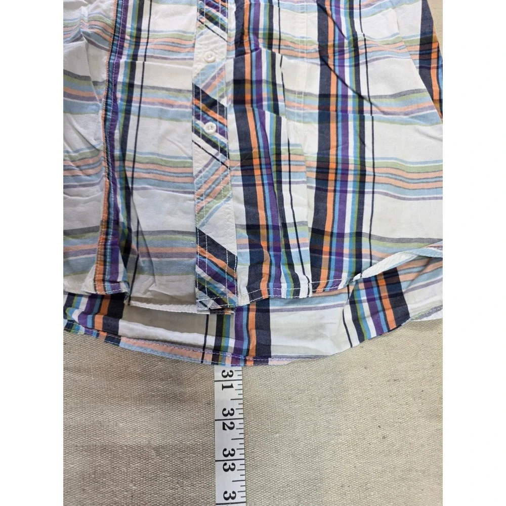 Red Camel Mens‎ Short Sleeve Plaid Button Down Shirt Multi-Color Cotton Size M